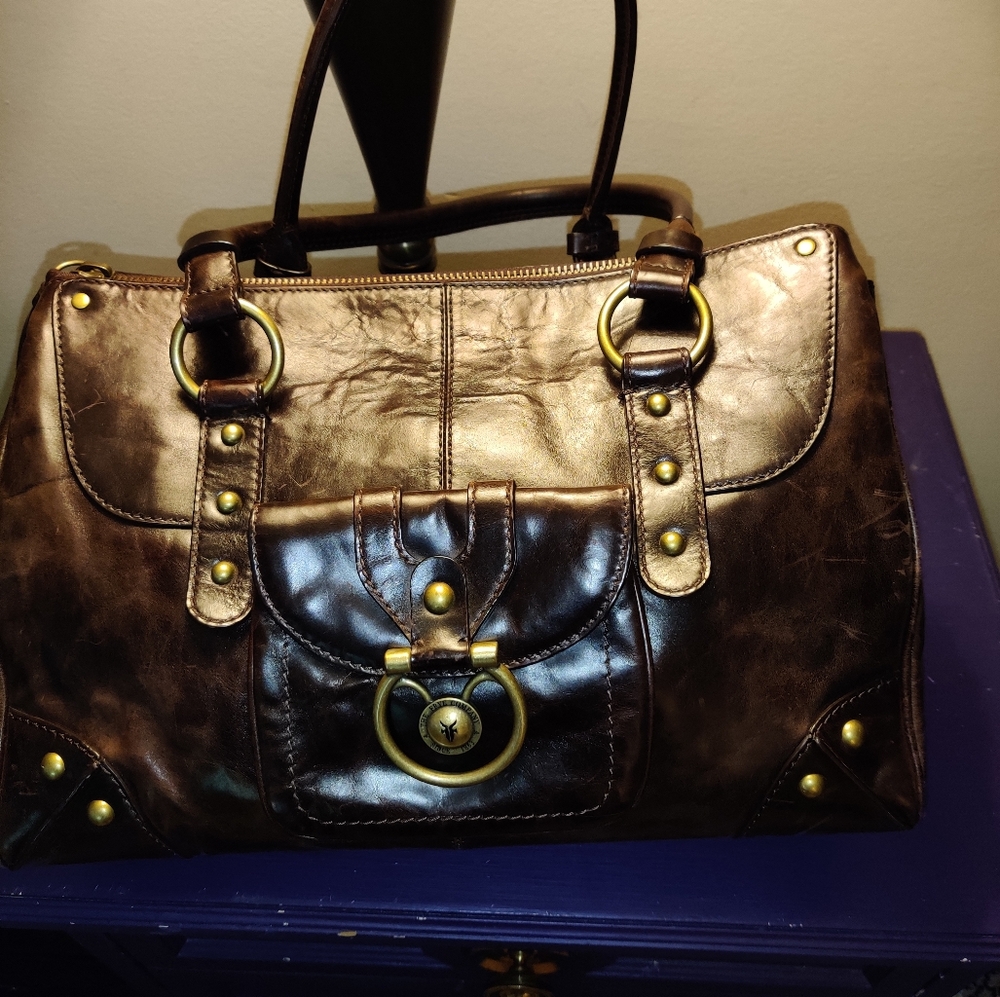FRYE Italian Glazed Leather Satchel
